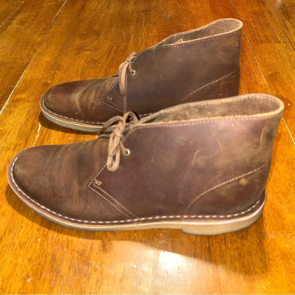 Clarks DesertBrown Leather Men's Chukka Boots Size 10 1/2